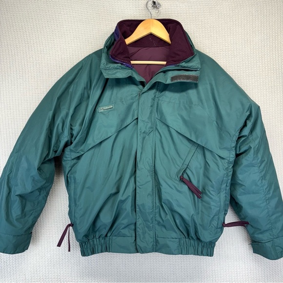 Vtg Columbia Whirlibird 3 in 1 Jacket Men Med Green Full Zip Radial Sleeve Ski - Picture 1 of 11